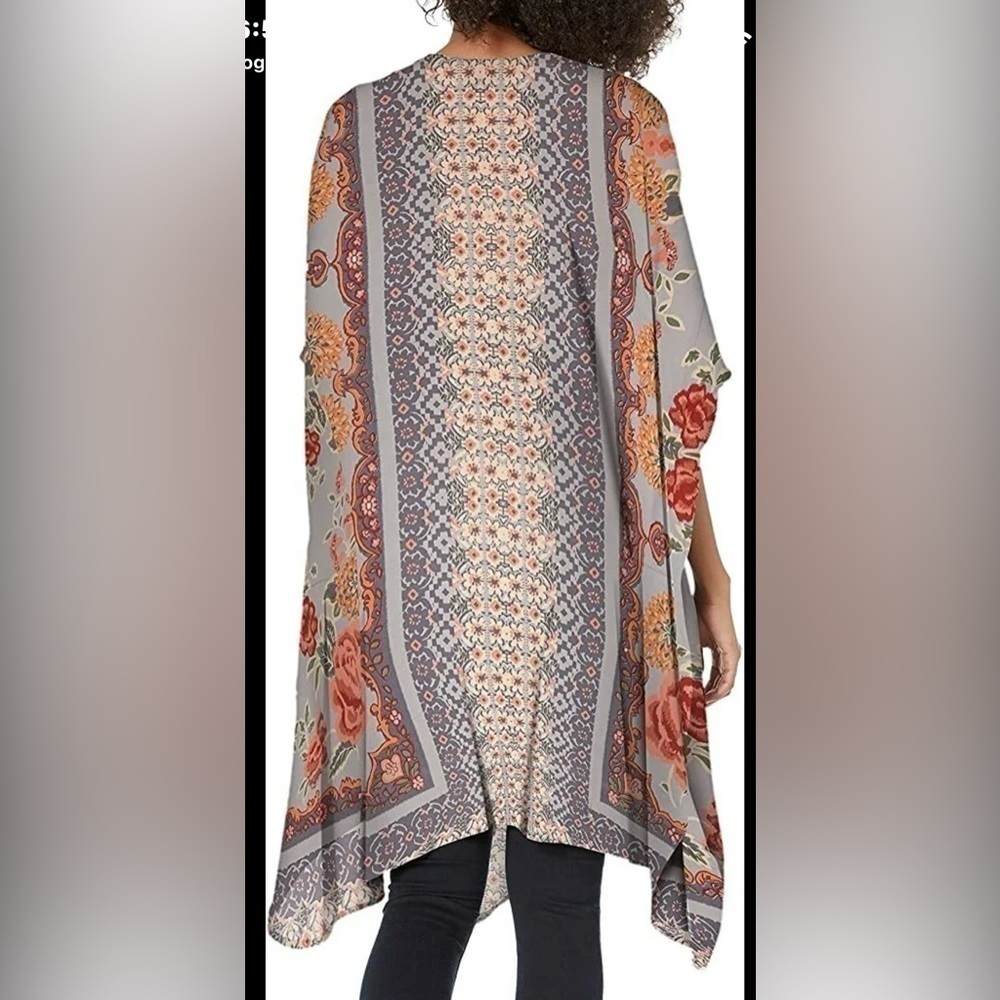 Angie Women's Boho Floral Kimono Cardigan No Closure - Picture 3 of 7